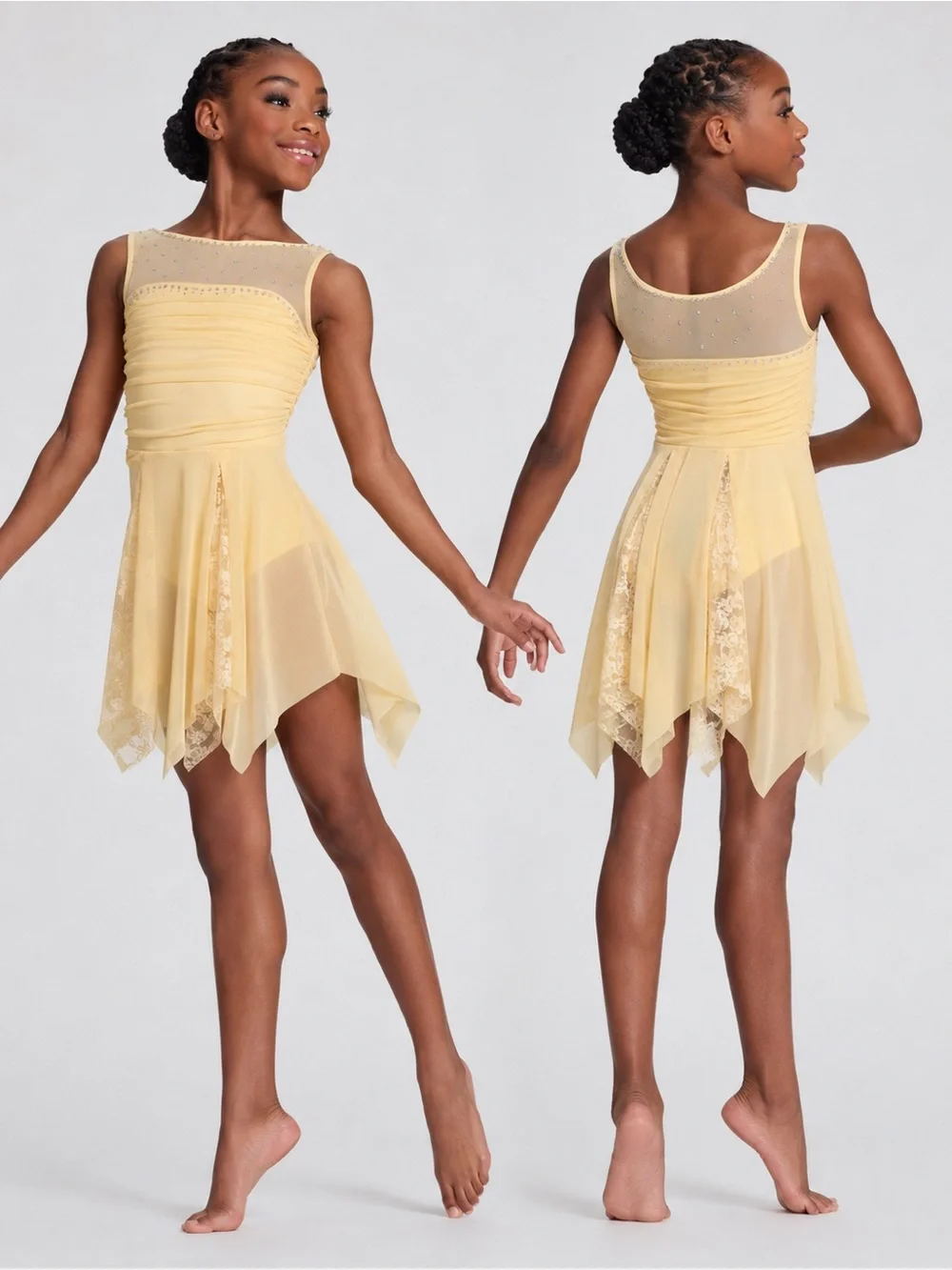WEISSMAN Dance Costume lyrical butter yellow Parting Ways 17331 MC-Medium child